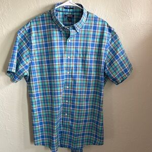 Lands' End Men's XLT Vibrant Plaid Button Down Shirt with Pocket